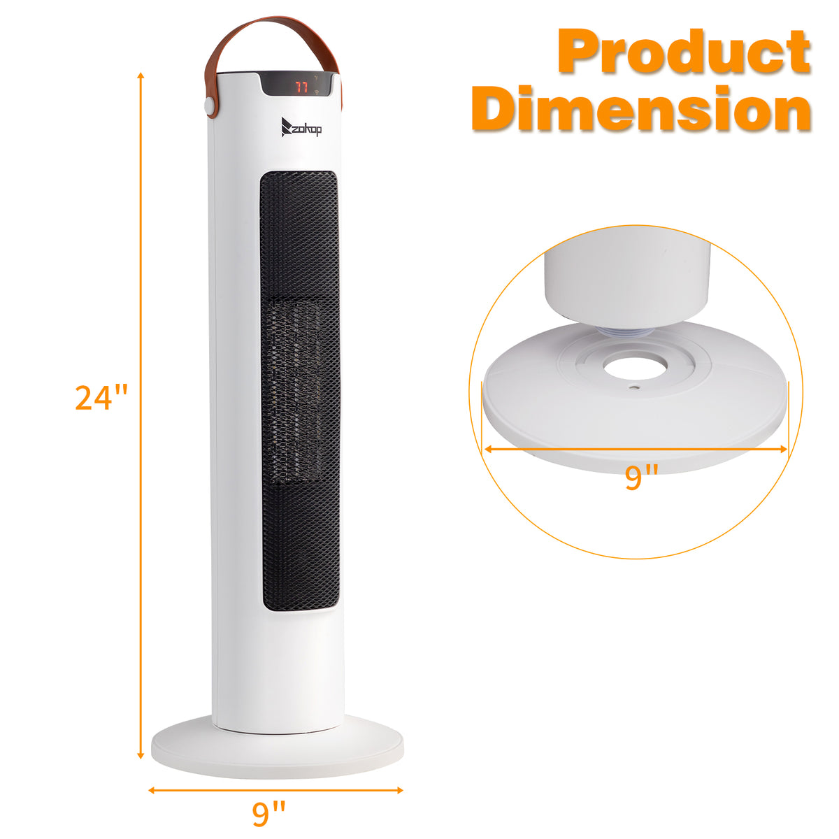 24 Inch Tower Space Heater 1500W Smart WiFi Remote