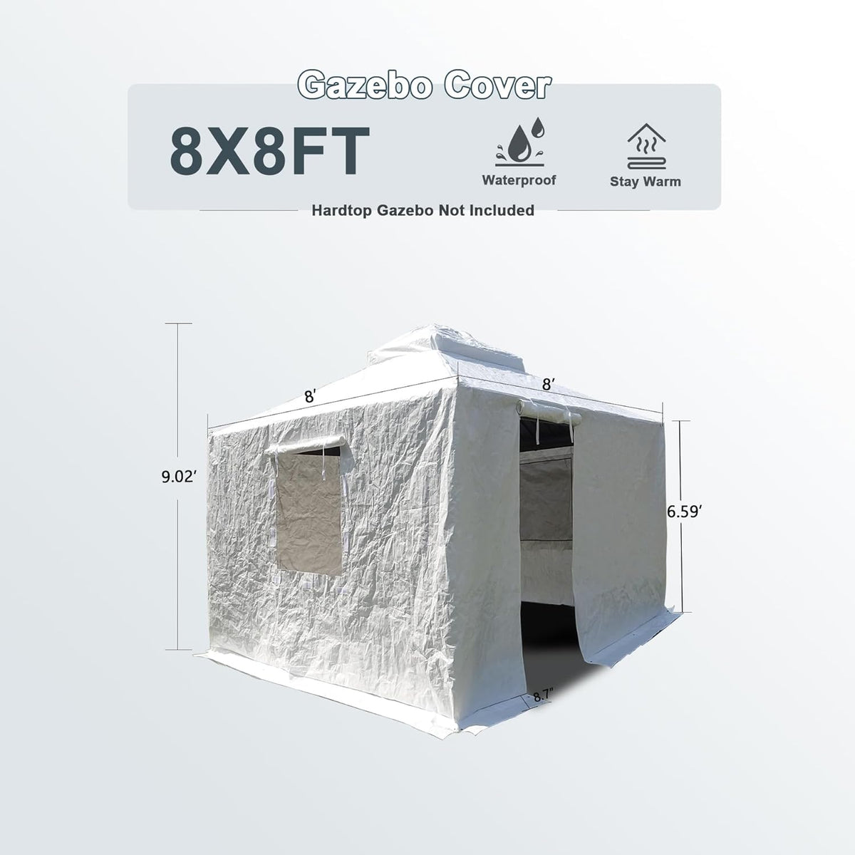 8x8 Metal Gazebo Cover - White