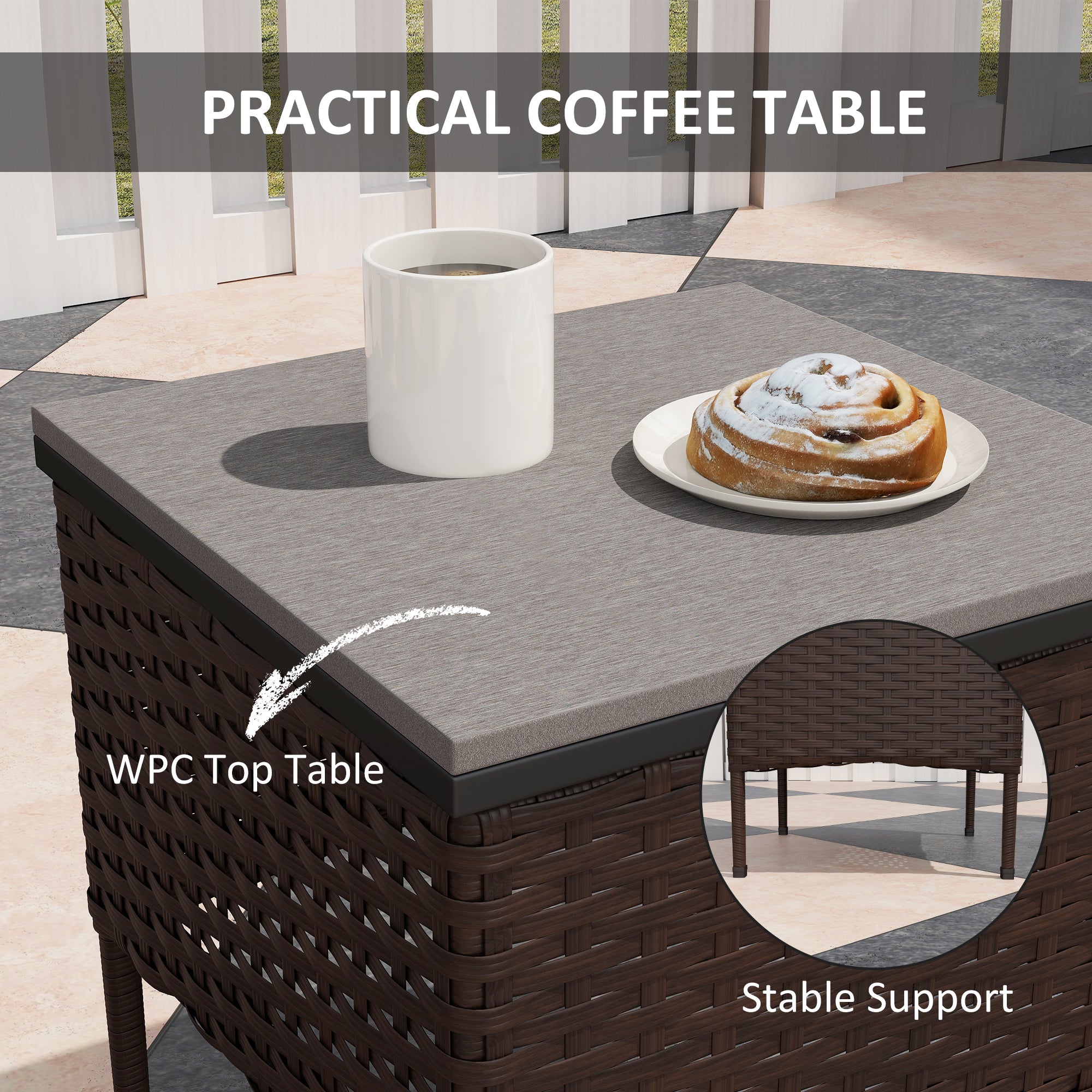 3-Piece PE Rattan Patio Set with Rocking Chairs