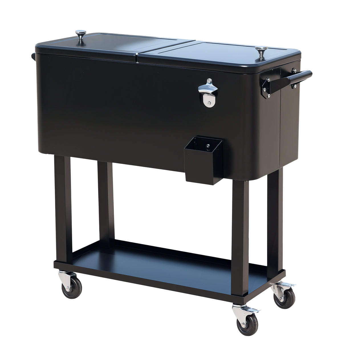 80 Qt Rolling Ice Chest Cooler Cart with Wheels