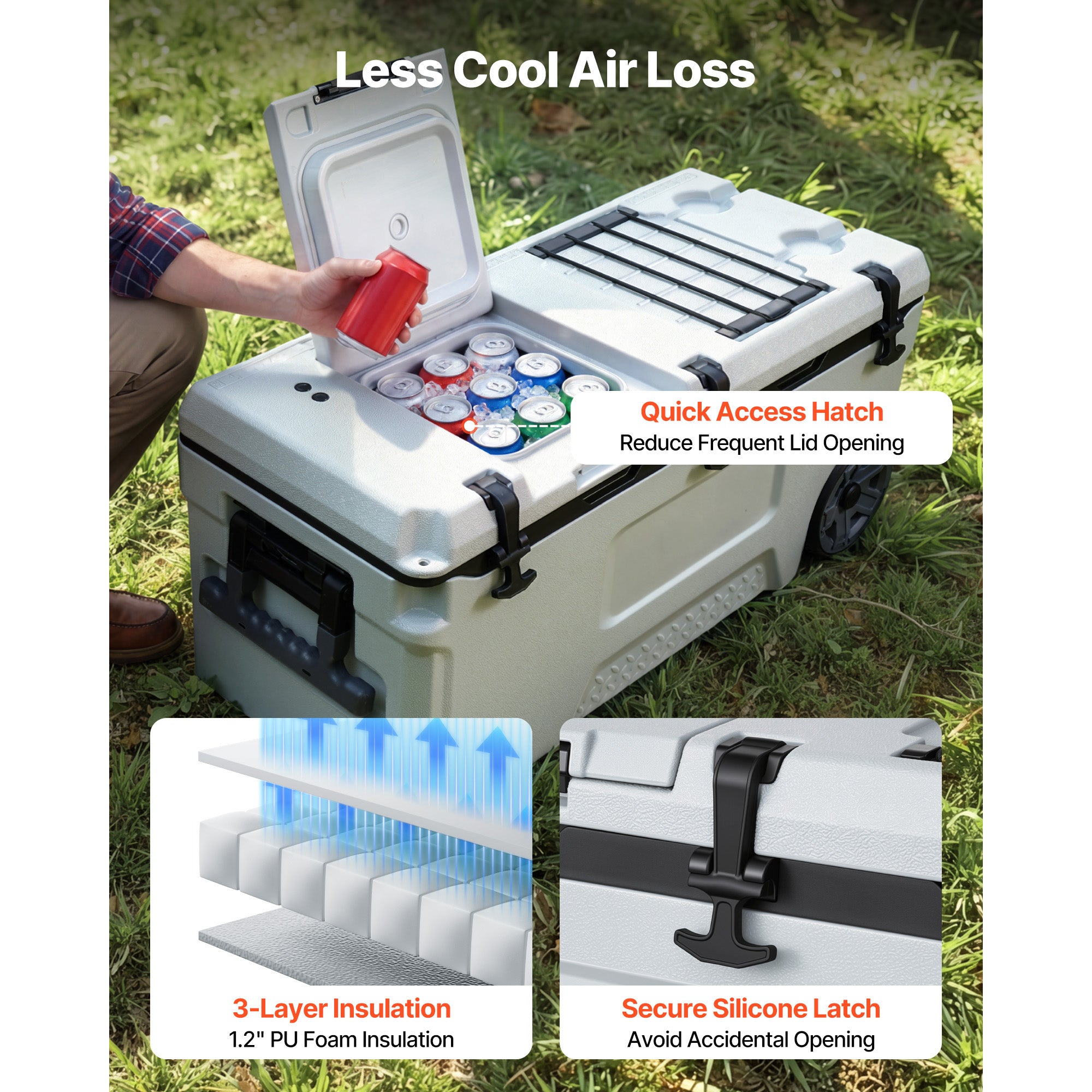 106QT Rolling Cooler with Wheels, Leak-Resistant