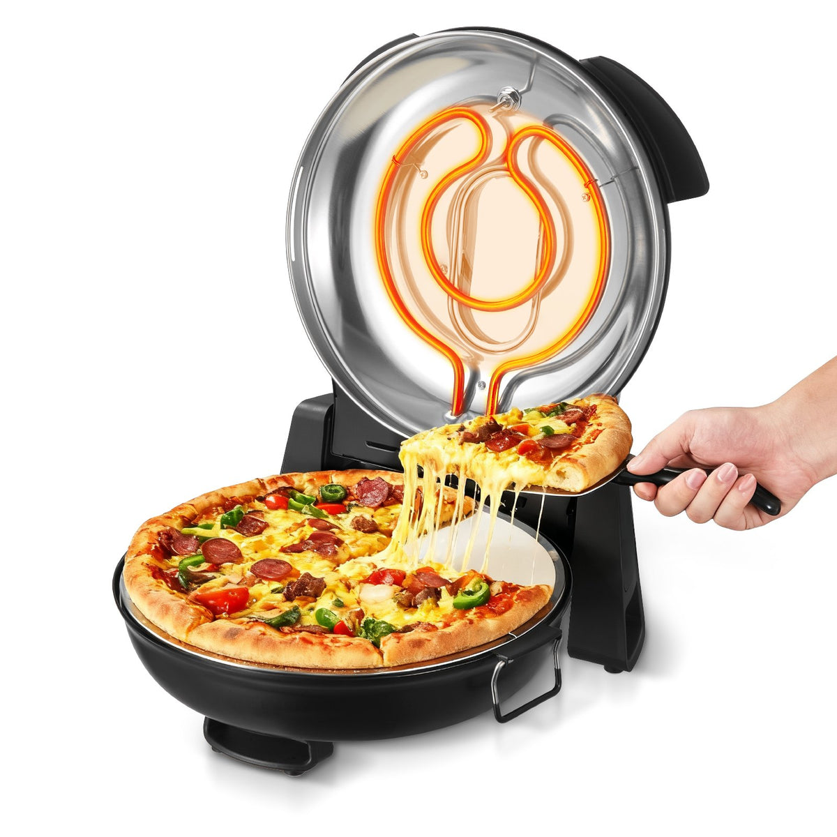 12 In Electric Pizza Oven, 1200W Cordierite Stone Cooker