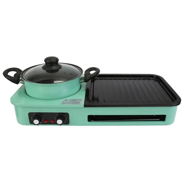 1600W Dual-Zone Electric Grill & Hot Pot Combo