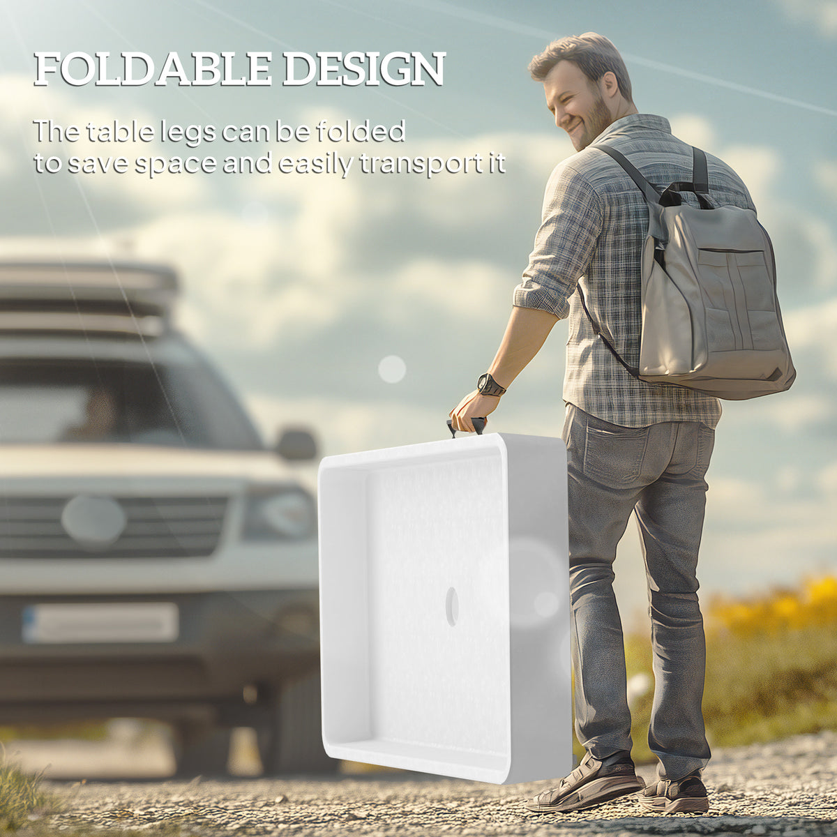 3.4ft Folding Ice Cooler Table with Drain and Storage Shelf