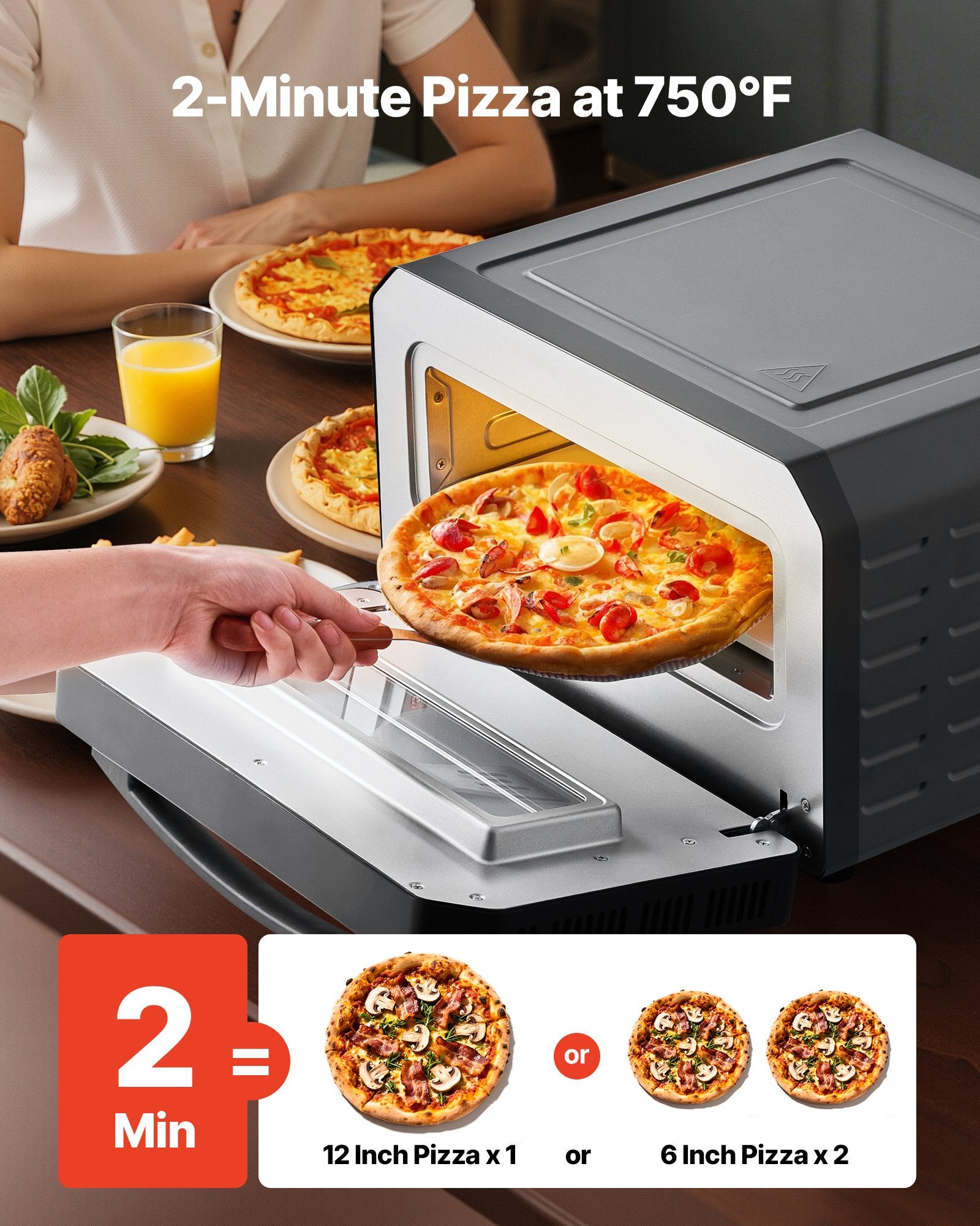 12 Inch Electric Pizza Oven with Pizza Stone 750F