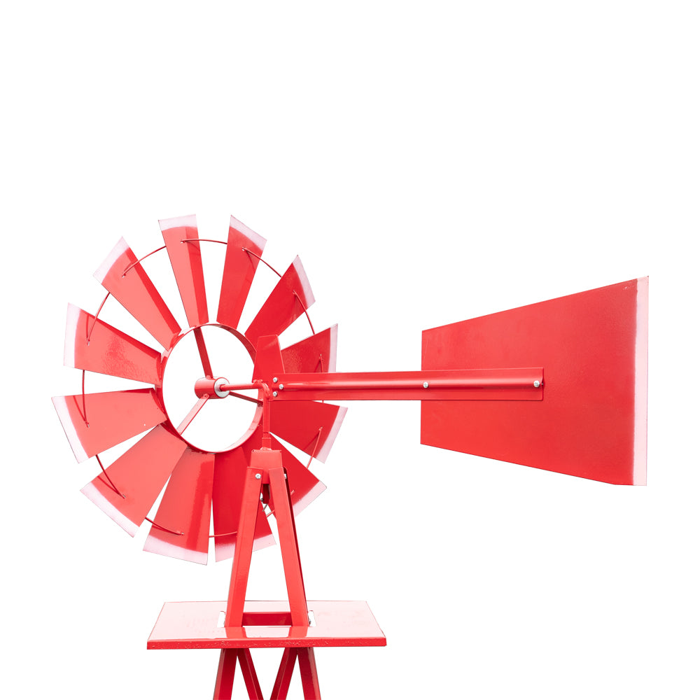 8ft Weather Resistant Yard Garden Windmill Red