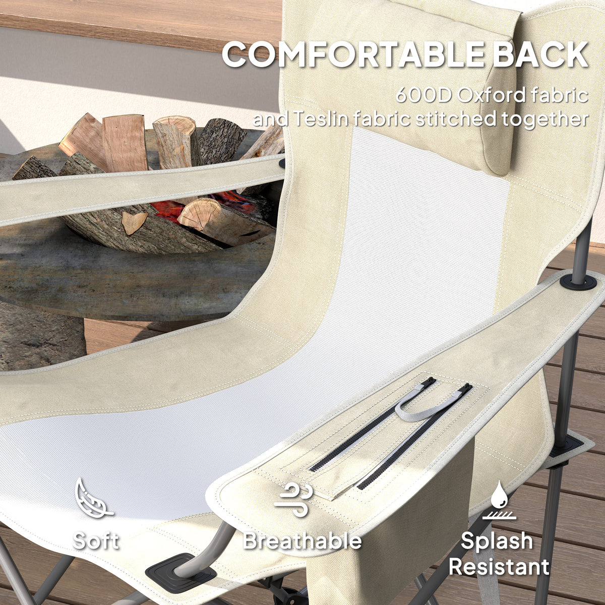 Folding Rocking Camping Chair with Headrest, 2 Pack