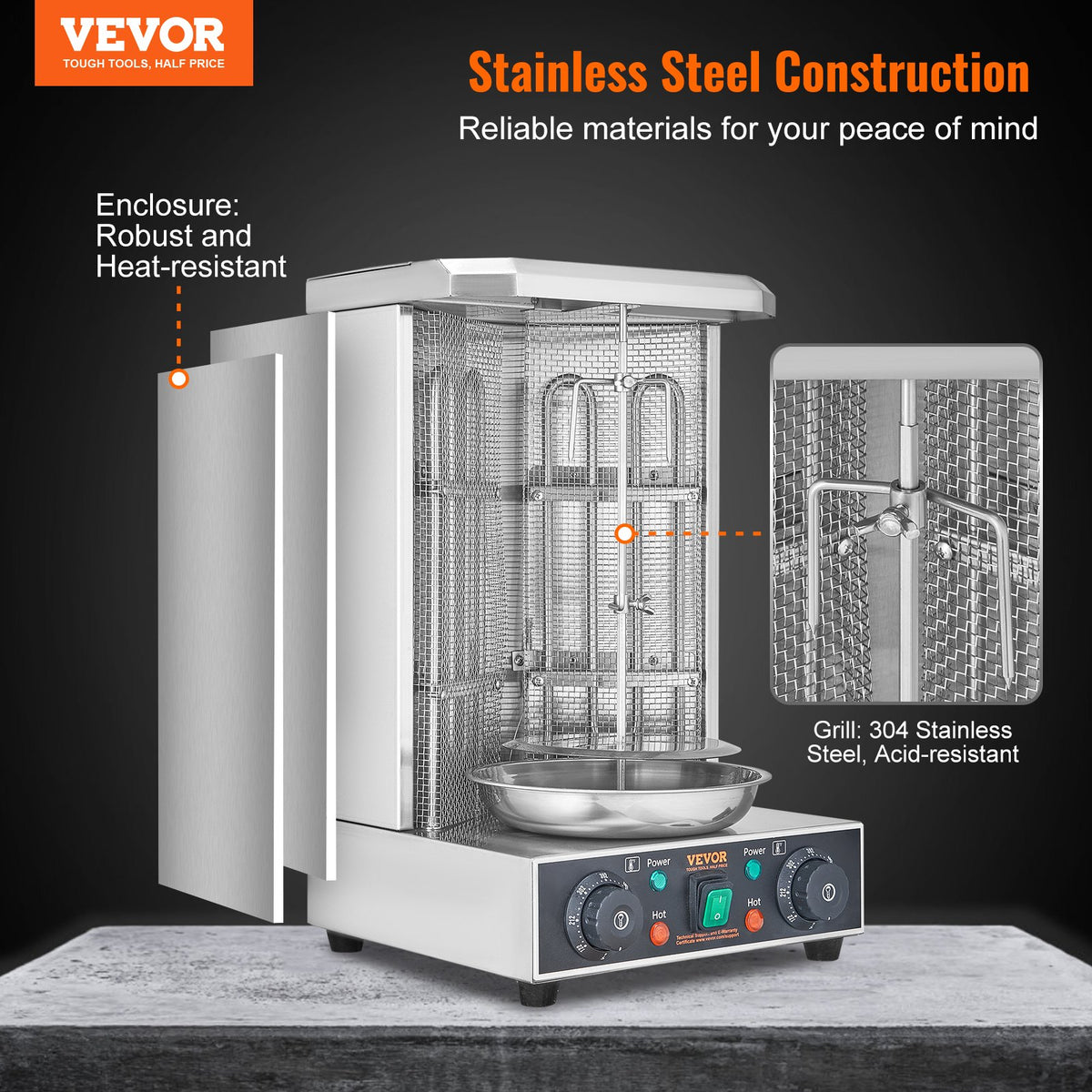 Electric Vertical Shawarma Grill Machine 13 Lbs Capacity