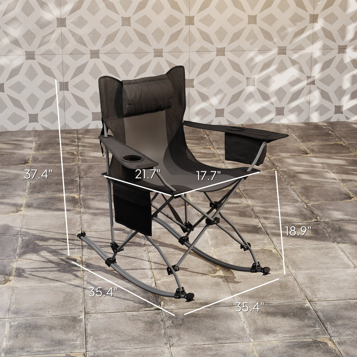Folding Rocking Camping Chair 2-Pack with Headrest