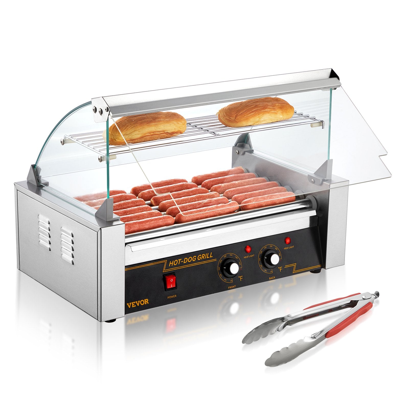 7-Roller Hot Dog Roller Grill 1050W Stainless Steel Cooker