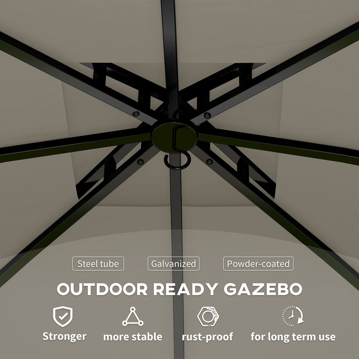 11x11 Outdoor Gazebo Double Roof Galvanized Steel
