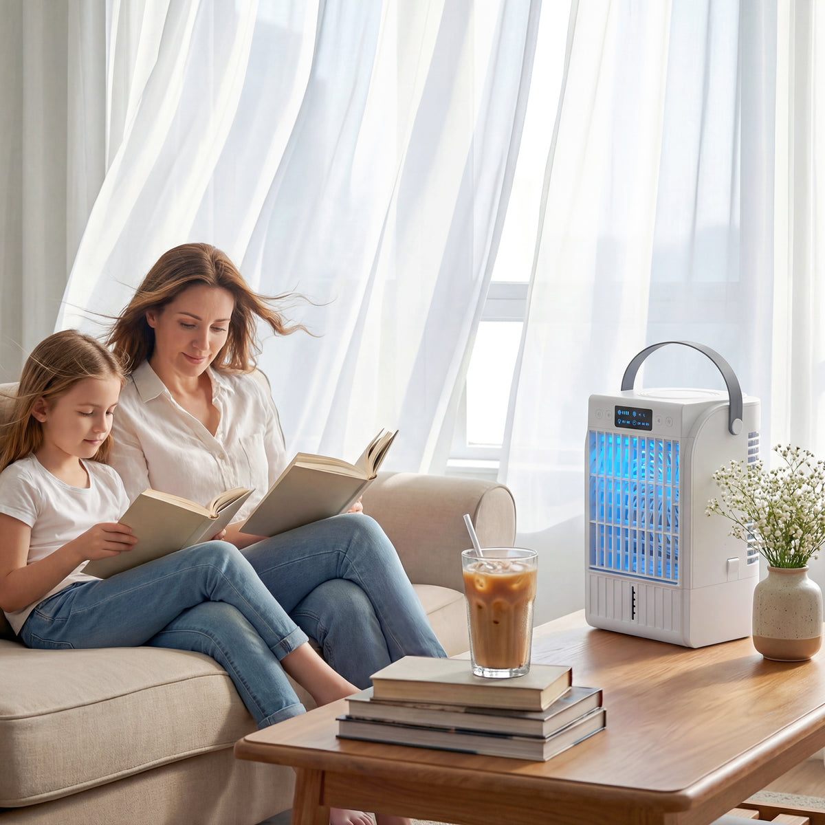 4-in-1 Portable Mini Air Cooler with RGB LED Light