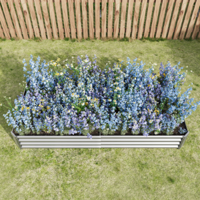 Metal Raised Garden Bed 7.6x3.7x0.98ft Black