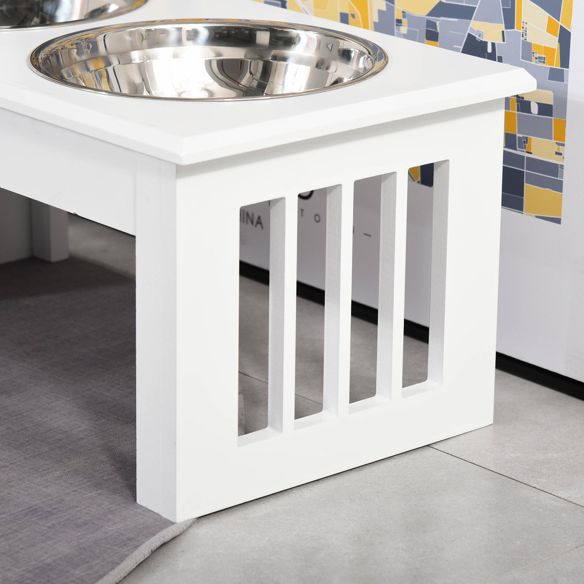 6" Elevated Dog Feeding Station with Wooden Frame