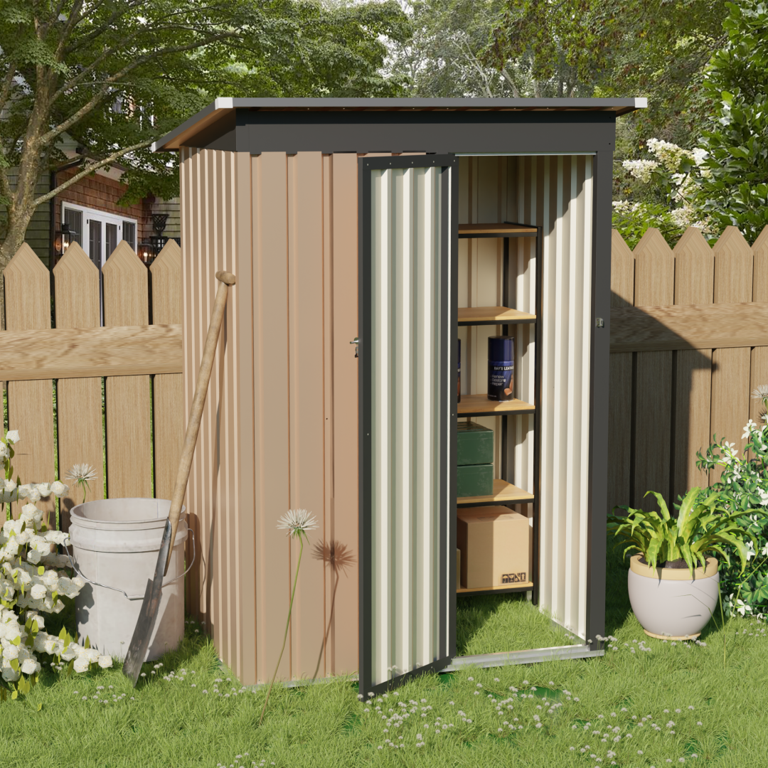 5ft x 3ft Pent Roof Grey Garden Storage Shed
