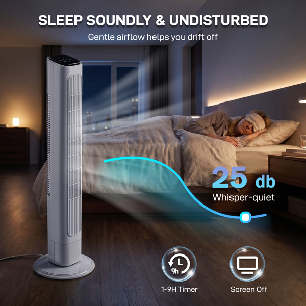 36 Inch Tower Fan with Remote Control, 3 Speeds