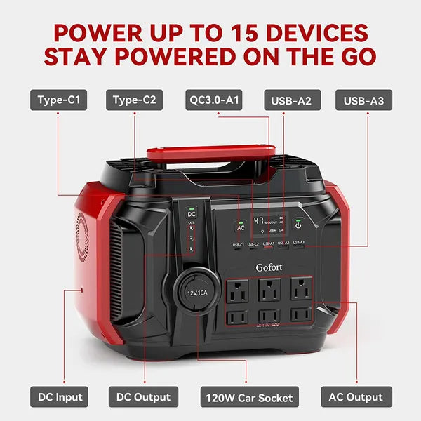 540Wh Portable Power Station 500W with Solar Generator
