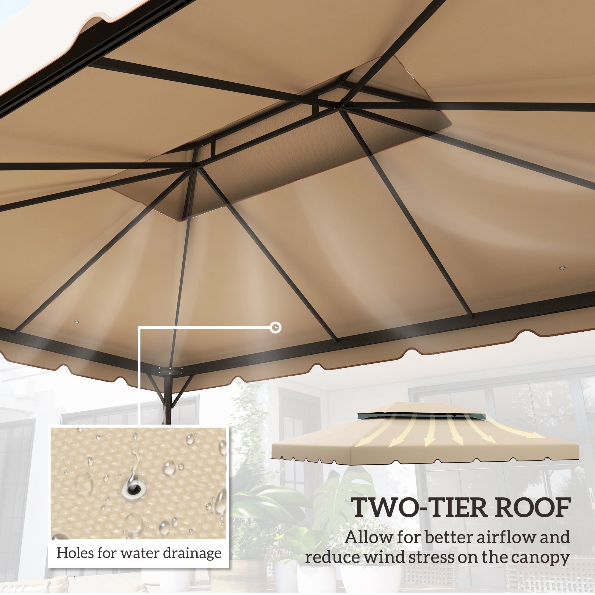 13 x 10 Gazebo Replacement Canopy Top Double Vented Roof