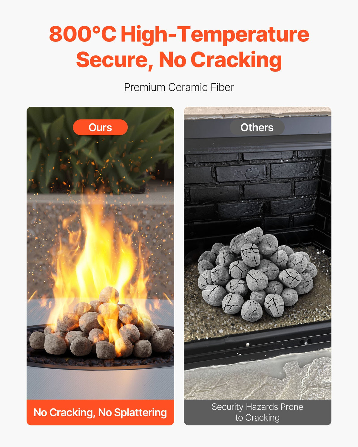 1-2 Inch 48 Pcs Ceramic Fire Pebble Stones Lava Rocks Reusable