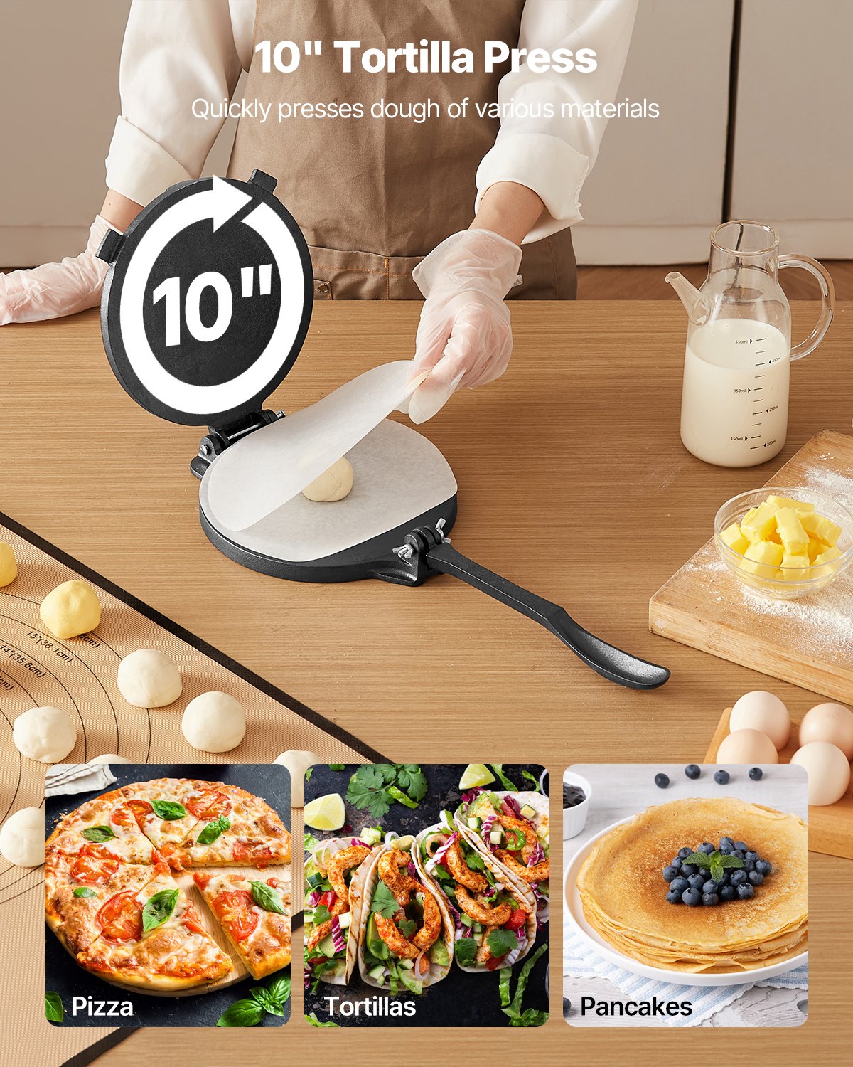 10 Inch Tortilla Press Chapati Maker Roti Dough Maker Heavy Duty Cast