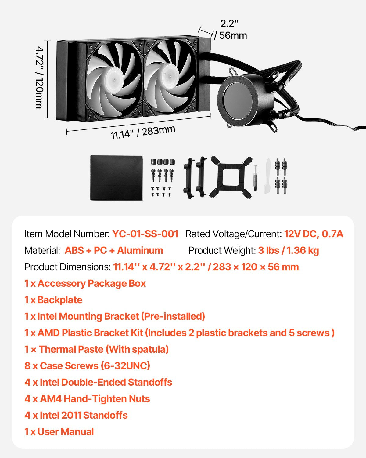 120mm AIO Liquid CPU Cooler with ARGB Lighting