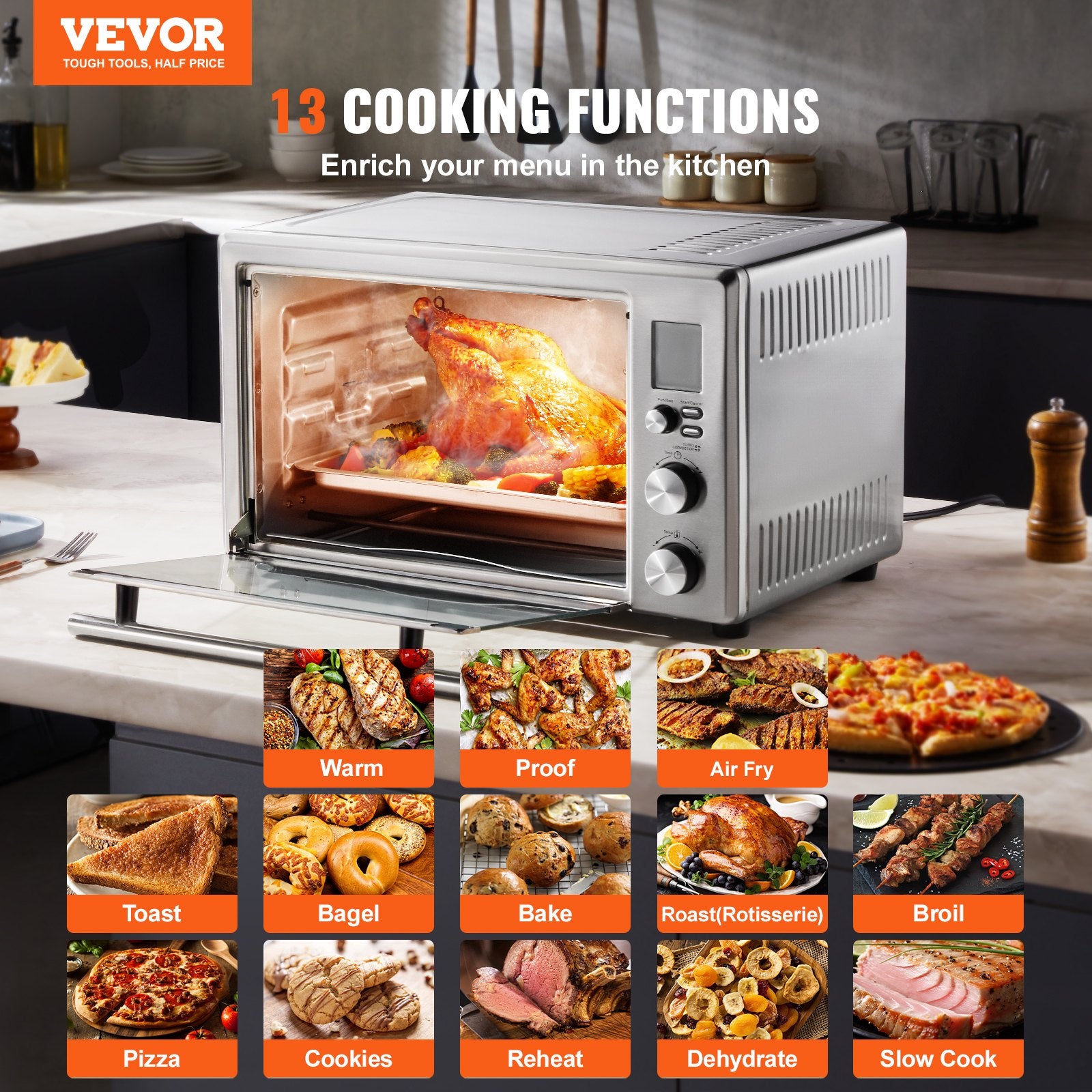 13-in-1 Air Fryer Toaster Oven 28L 1800W Convection