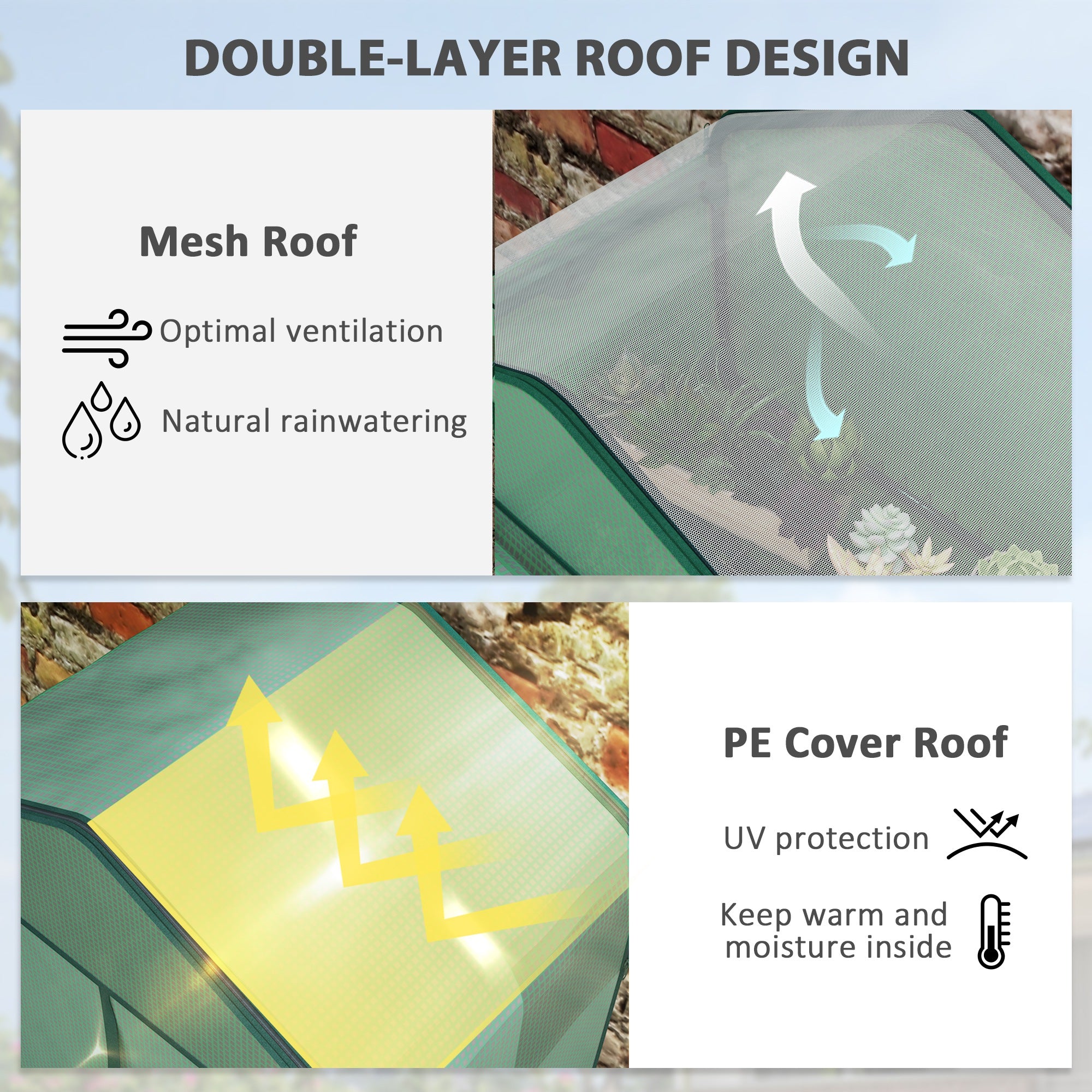 4-Tier Portable Greenhouse with PE Cover Screen Roof