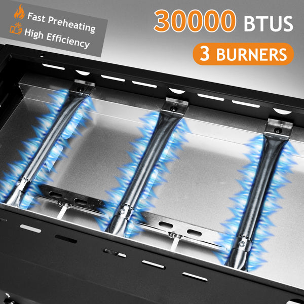 3-Burner Flat Top Gas Griddle Cooking Station With Ceramic Coated