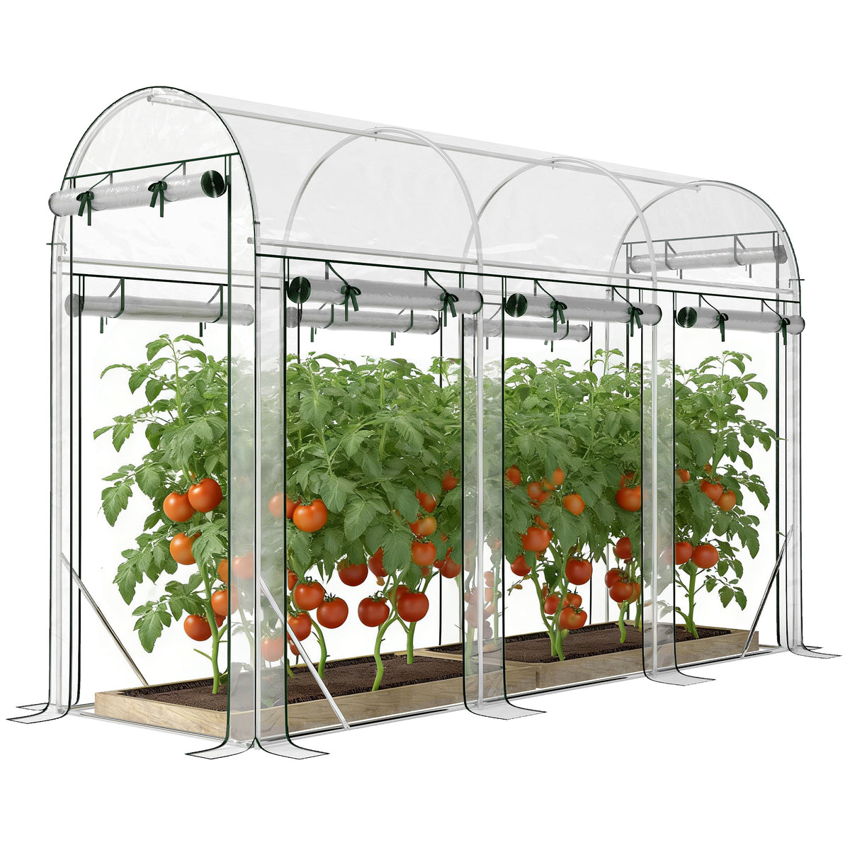 Walk-In Tunnel Greenhouse 10x3x6.5ft with 8 Roll-Up Doors