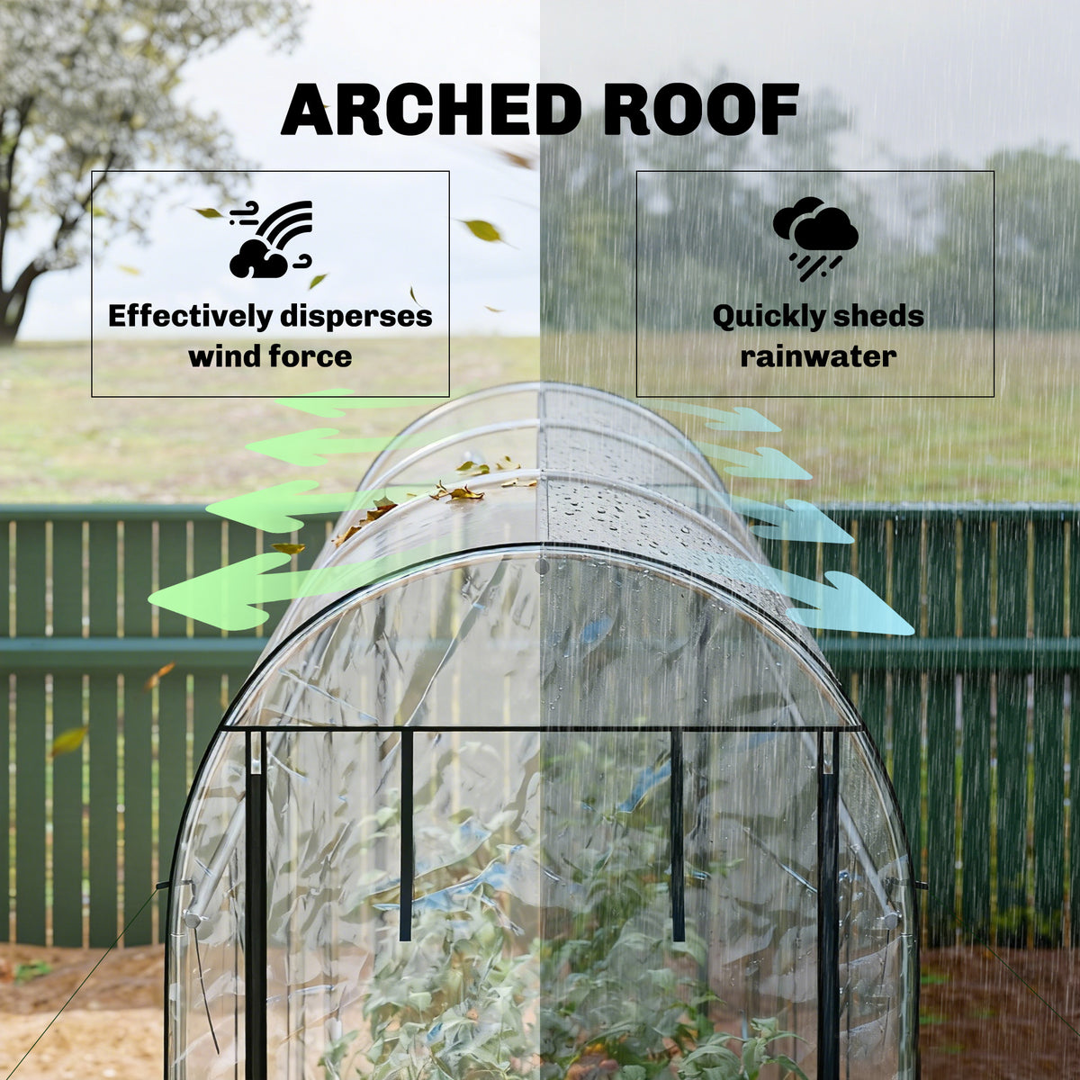 Walk-In Tunnel Greenhouse 10x3x6.5ft with 8 Roll-Up Doors