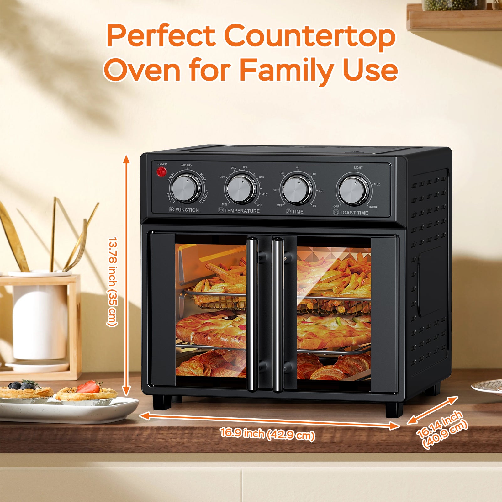 29.5 QT Air Fryer Convection Toaster Oven, French Door