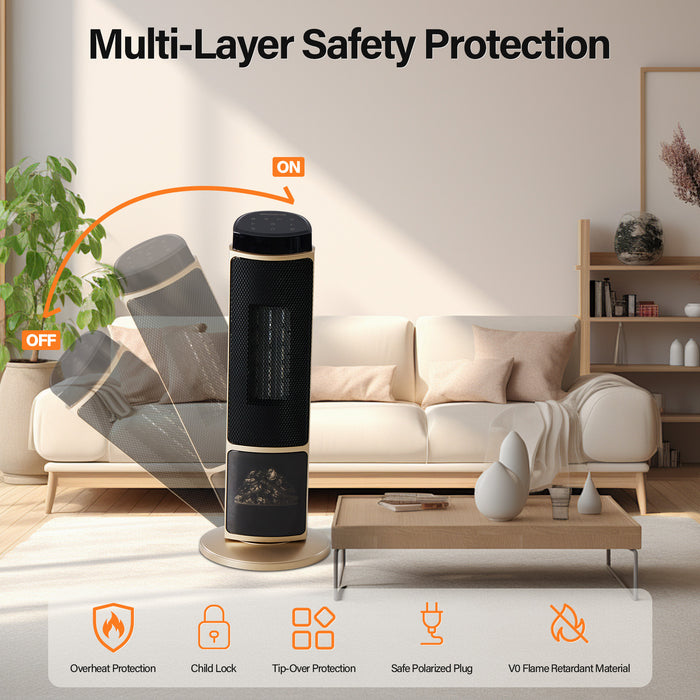 23 Inch Portable Indoor Space Heater with 7 Light Colors