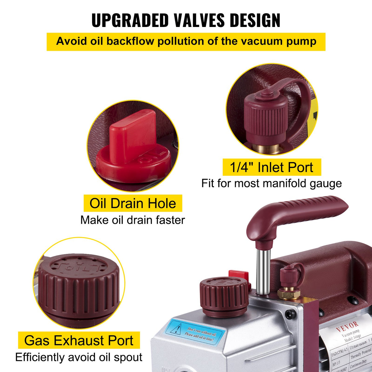 4.5CFM Single-Stage Rotary Vane Vacuum Pump 1/3HP