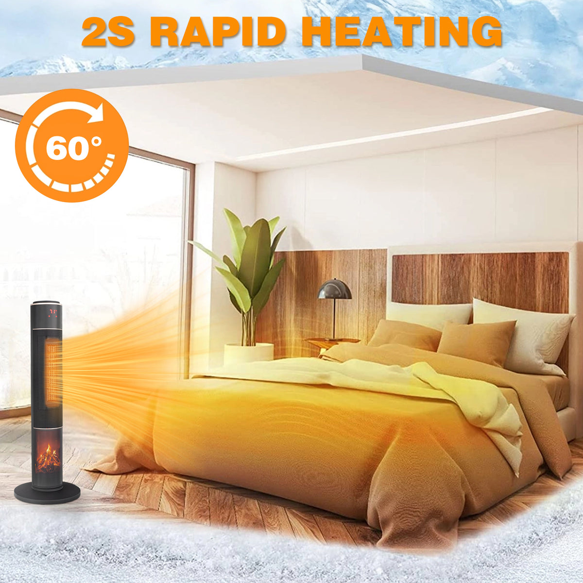 33 Inch Tower Space Heater 1500W Oscillating