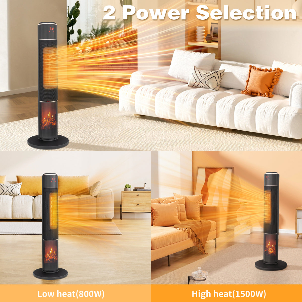 33 Inch Tower Space Heater 1500W Oscillating