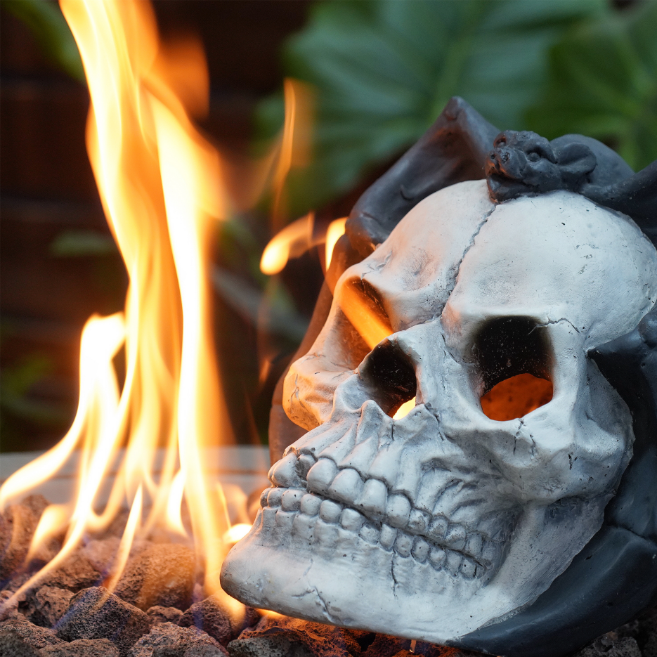 Demon Skull Gas Log for Fire Pit & Fireplace