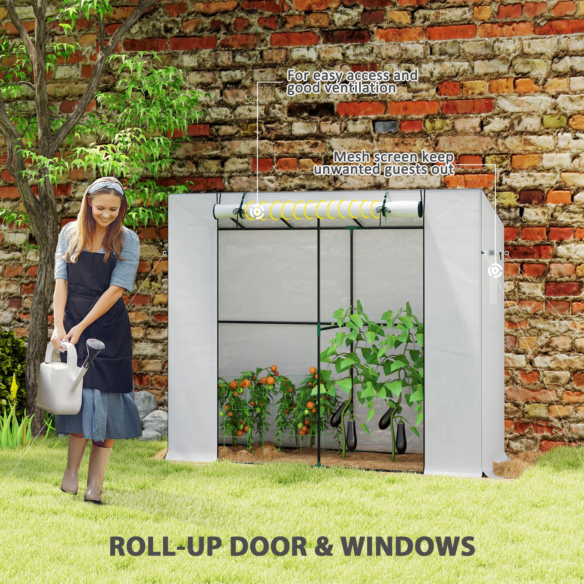Walk-in Portable Greenhouse 6.6x2.5x5.6ft UV-Resistant