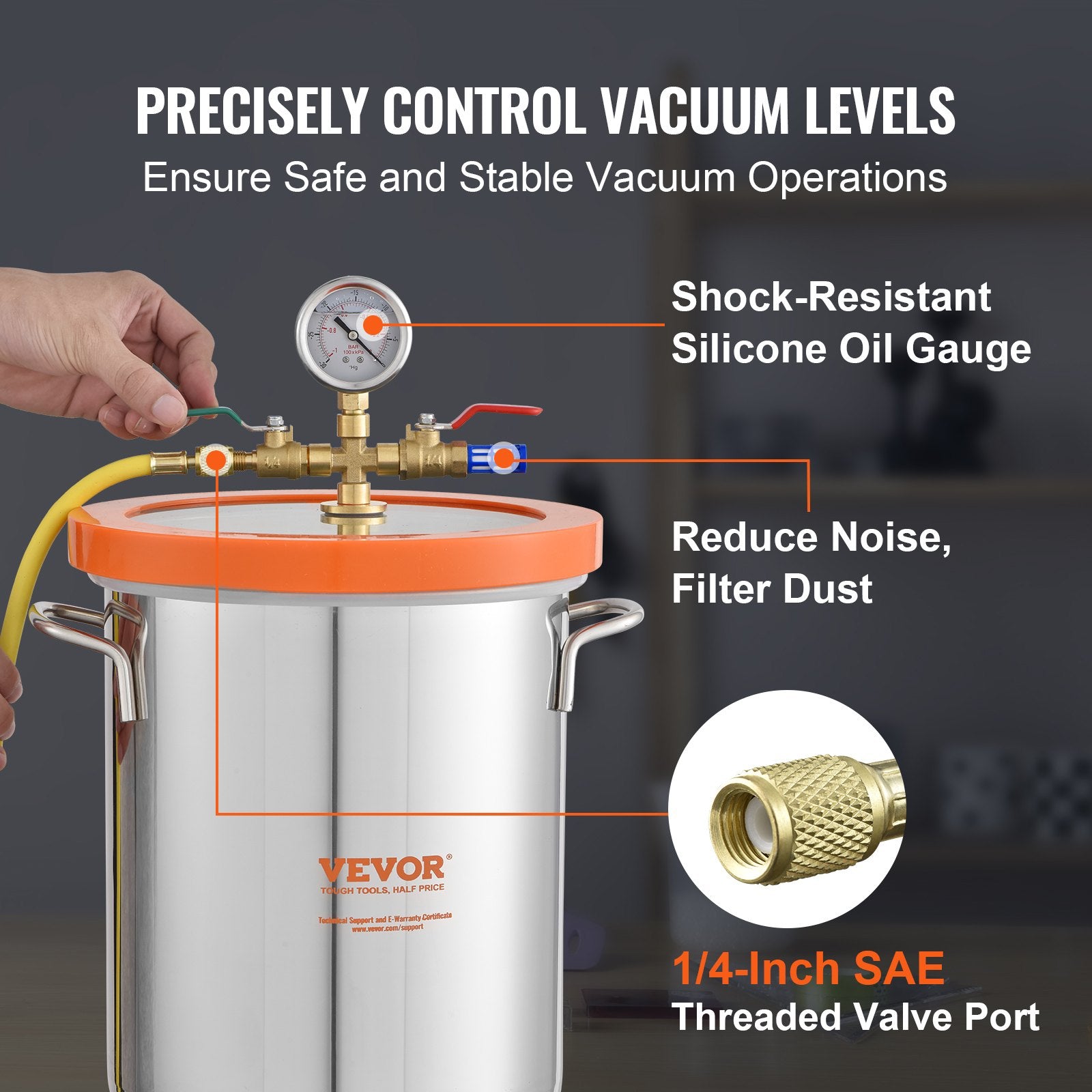 5 Gallon Vacuum Chamber with Tempered Glass Lid