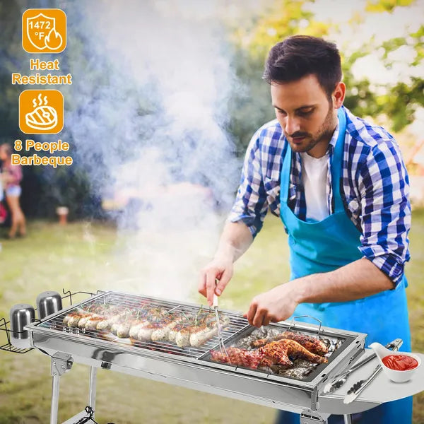 Portable Charcoal Grill Foldable Suitcase 16.7x10x17.7in