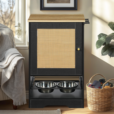 Elevated Dog Feeding Station with Storage Cabinet