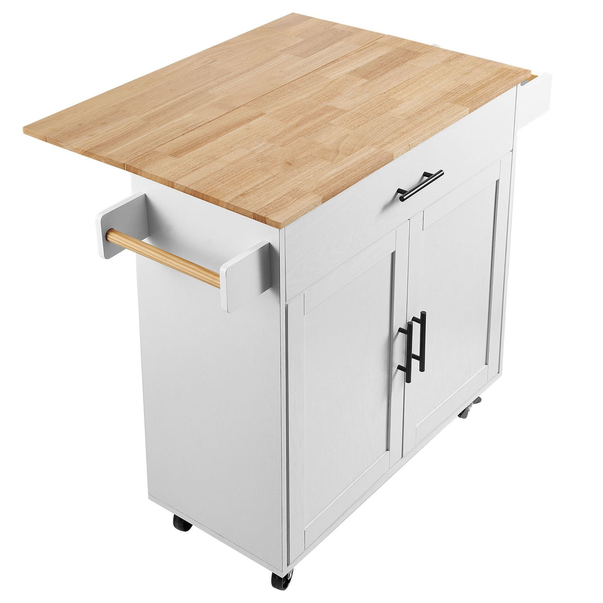 Kitchen Island Cart With Solid Wood Top