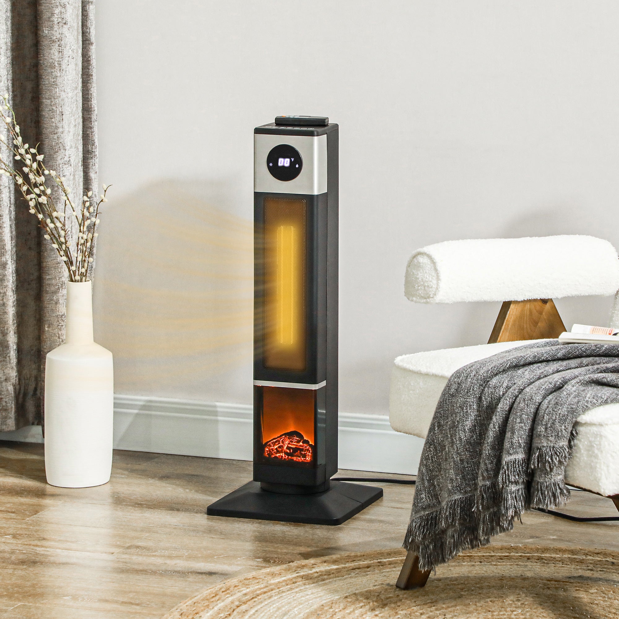 31" Freestanding Electric Heater with Remote & Timer