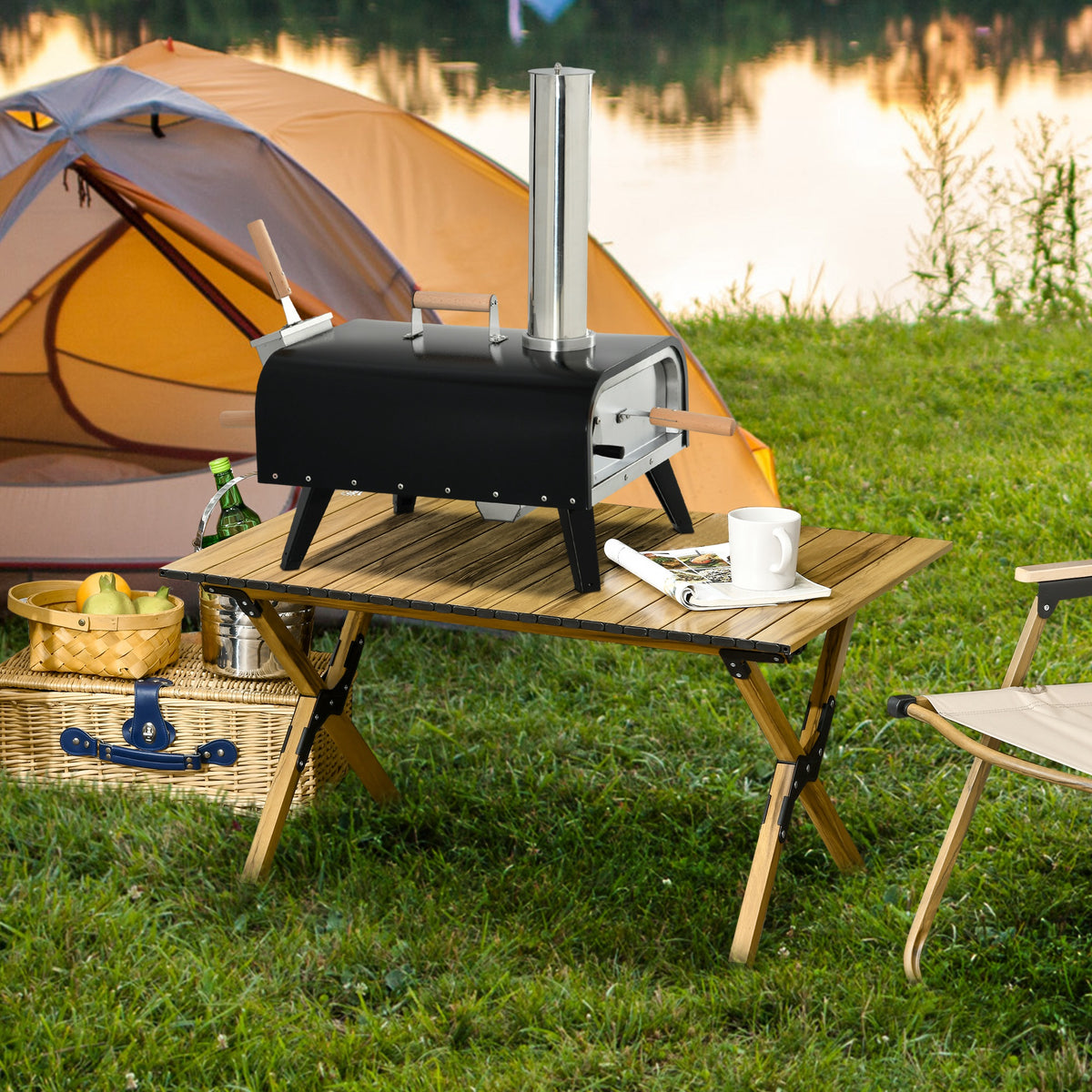Pellet Wood Fired Pizza Oven with 12" Rotating Stone