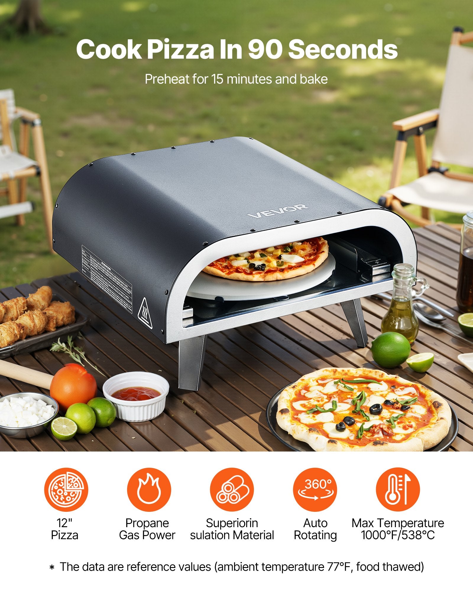12 Inch Propane Gas Pizza Oven with Electric Rotation
