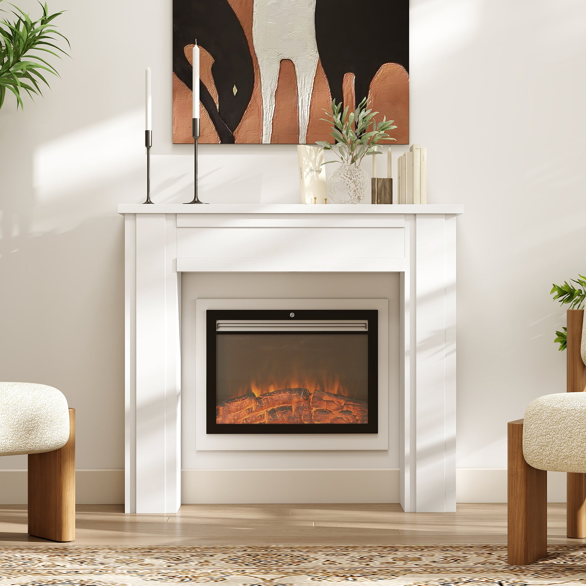 44.7" W Freestanding Fireplace Mantel Surround White