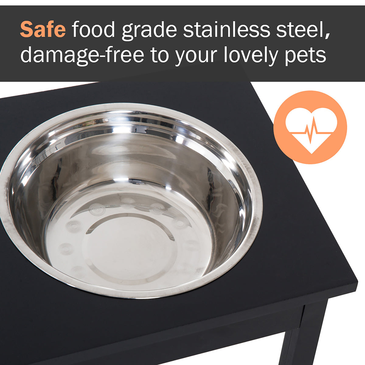 23" Wooden Elevated Dog Food Bowls Station