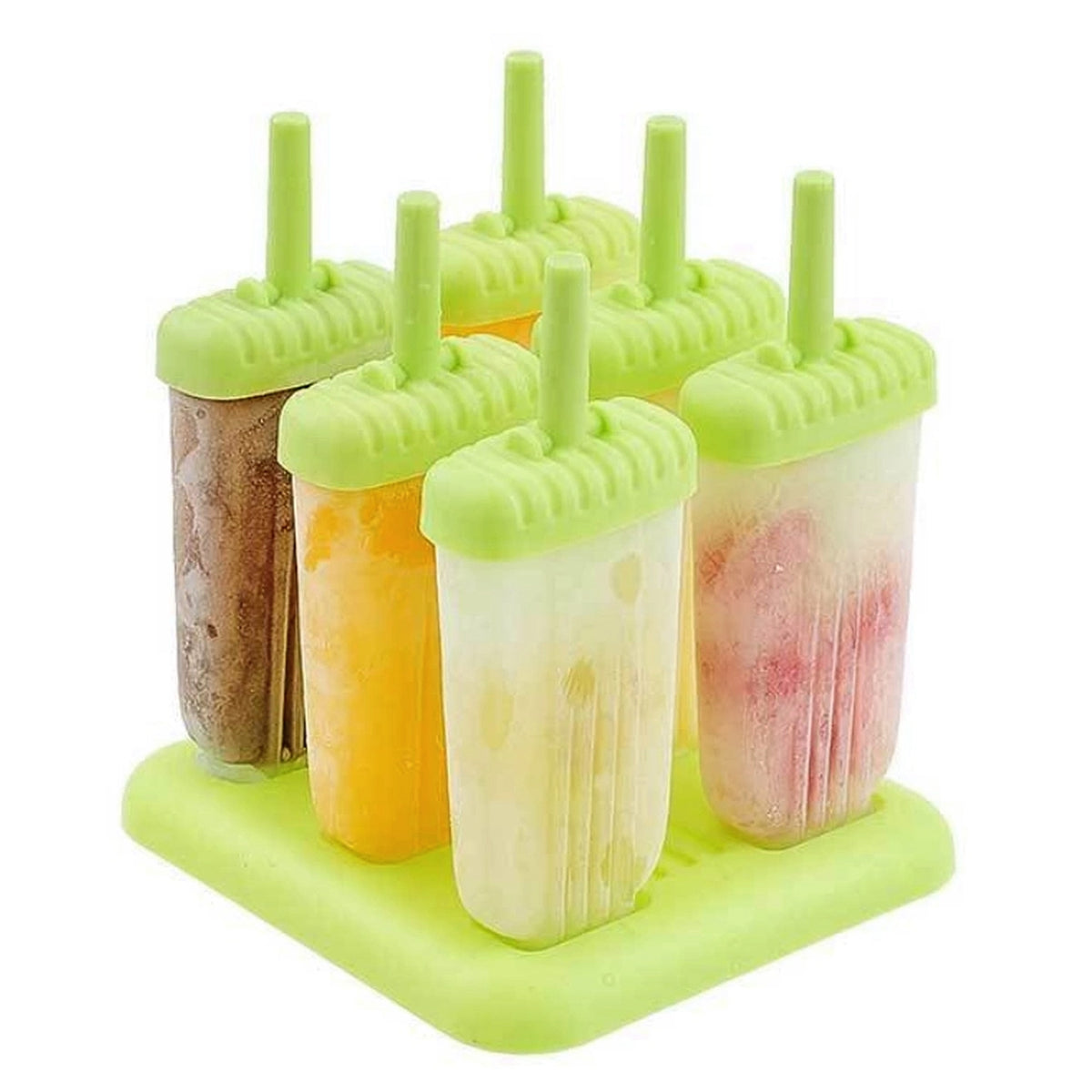 1 Set 6 Cavity Popsicle Molds Reusable Ice Cream DIY Ice Maker Ice