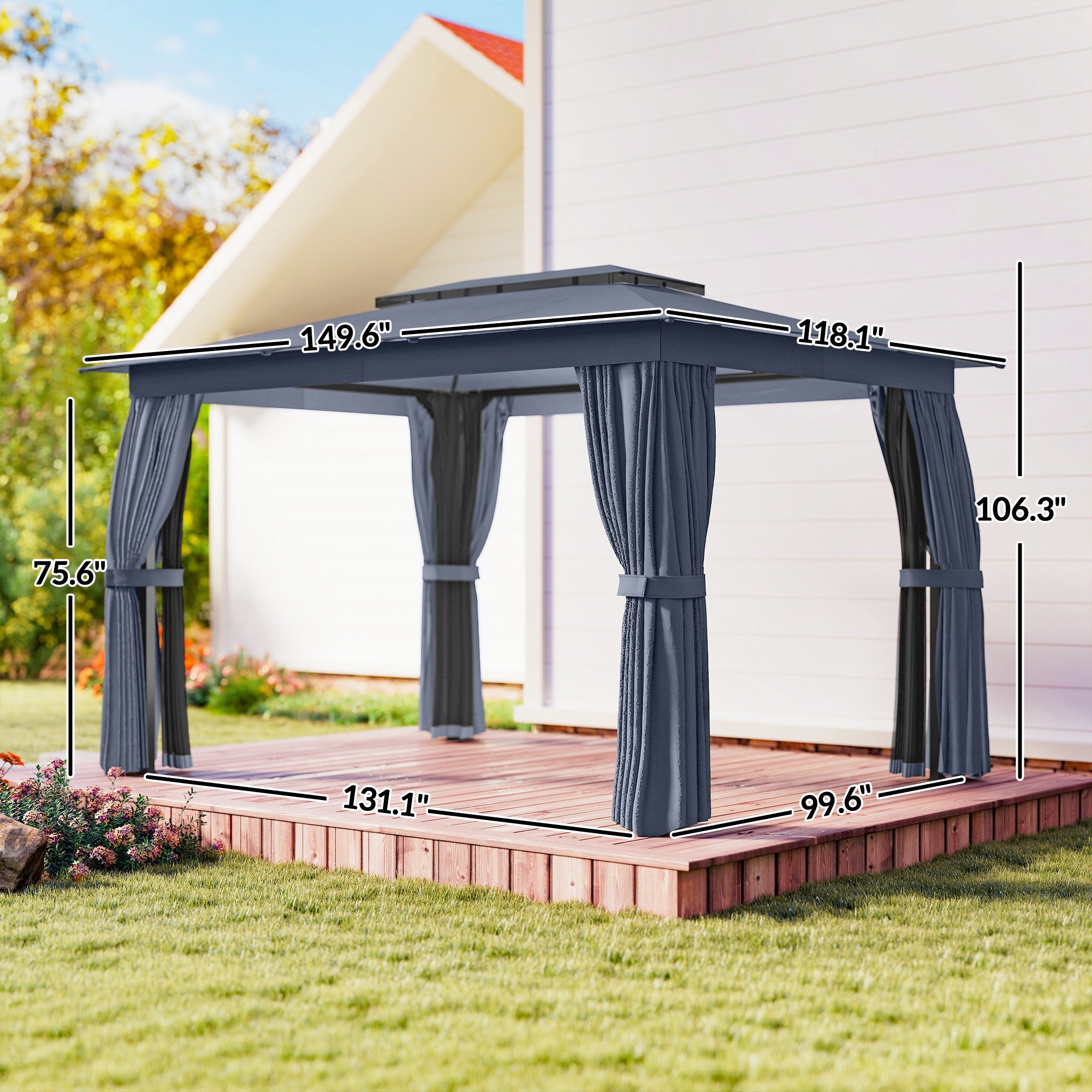 10x12 Soft Top Patio Gazebo with Curtains & Netting