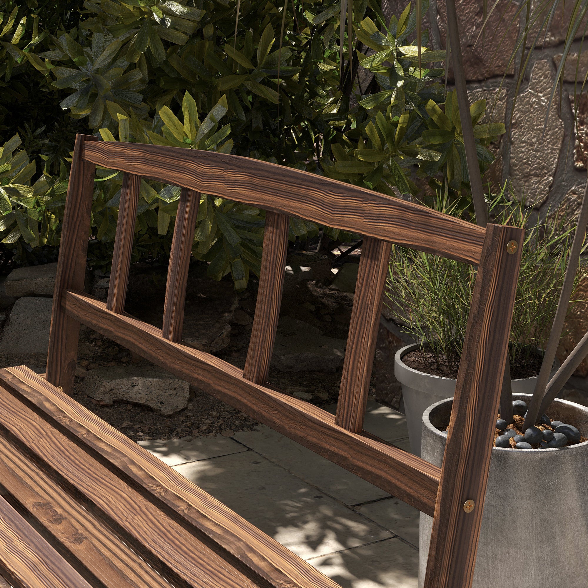 4-Person Patio Dining Set, Wagon Wheel Design, Carbonized