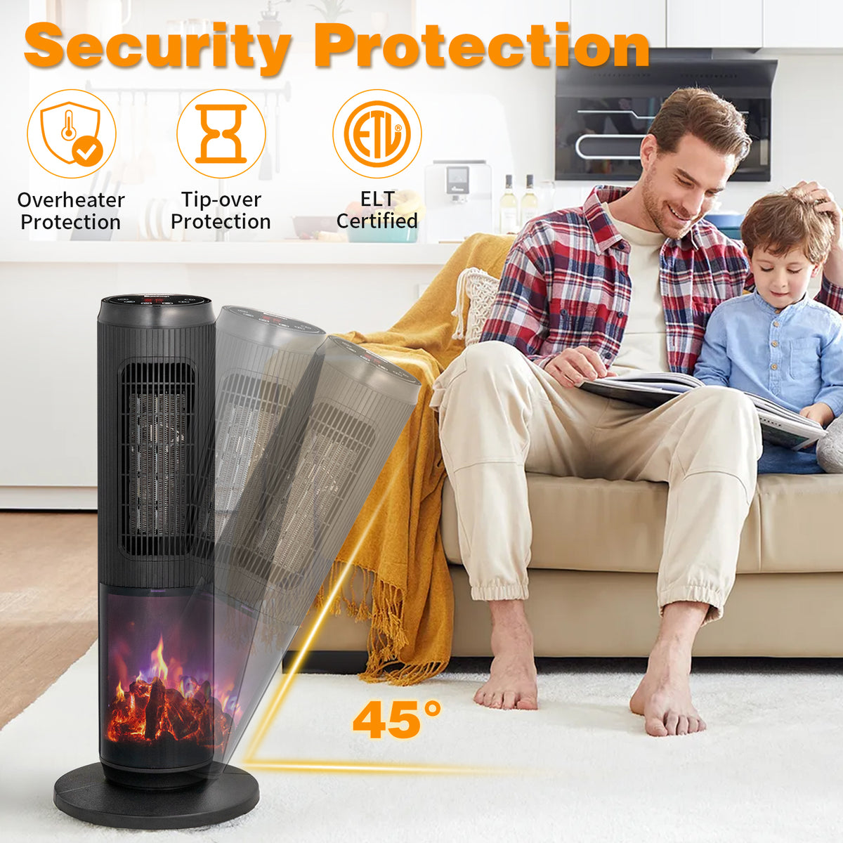 25 Inch Tower Space Heater with Remote Control